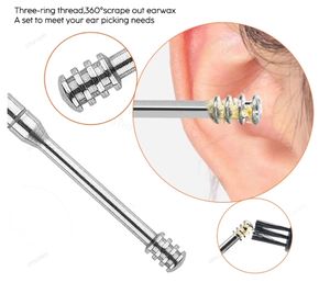 Juego de 6 cucharas metálicas portátiles reutilizables para limpieza de oídos con espiral y herramienta de extracción, venta al por mayor - Product Image 5