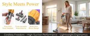Aspiradora Inalámbrica de Mano con Motor sin Escobillas de 400W, Succión de 30Kpa, Depósito de Polvo de 1.2L y Filtro HEPA para Pisos de Madera y Uso Doméstico - Product Image 4