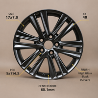 Nueva Llanta de Aleación de Aluminio Fundido de 17 Pulgadas ET40 5x114.3 con Acabado Brillante para Autos de Pasajeros XCD, Suministro de Fábrica