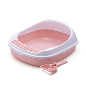 Bac à litière pour chat en résine PP, à bords ouverts, facile à nettoyer, portable, auto-nettoyant, pour l'apprentissage de la propreté - Product Image 1