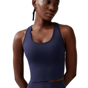 Camiseta para correr con cuello en U, Nailon/licra, espalda transpirable, Agujero frontal, posición del logotipo, ropa de entrenamiento agradable a la piel, camiseta sin mangas para Fitness y Yoga - Product Image 5