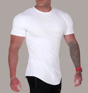 弹性定制标志短袖男式t恤训练合身健身男式修身肌肉合身运动超大体格衬衫