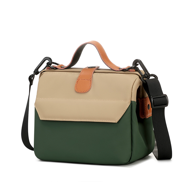 Retro Color Block Camera Shoulder Bag Waterproof Shockproof 3 Way Carry Handbag for Canon Sony Fujifilm Mirrorless DSLR Cameras