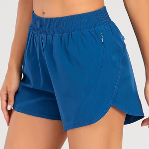 Women's <b>Light</b> Blue Elastic Waist Running Shorts Breathable Knitted Sporty Fit Regular Size Mid Waist Athletic Workout Gym Yoga - Product Image 4
