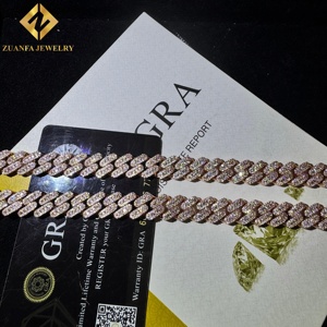 Hot Selling Prong-Set Micro Pave cuban link <b>chain</b> rose gold 10mm wide Full <b>Iced</b> <b>Out</b> moissanite cuban link <b>chain</b> gra certified - Product Image 3