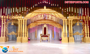 Mariage circulaire or Mandap USA classique thème or mariage indien Mandap magnifique or sculpté piliers mariage Mandapam Canada - Product Image 3