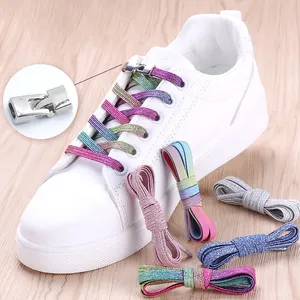 Custom New Casual Shoes Shoelaces Without Ties Flat Elastic Lace for Men No Tie Shoelace Press buckle Shoe Laces Clip