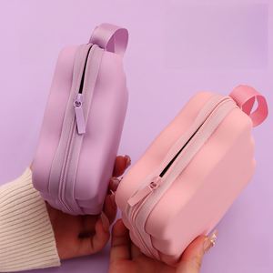 Custom Name Charger Storage <b>Bag</b> Personalized PU Leather Fashion Square Travel Small Items Organizer Compact <b>Cable</b> Pouch - Product Image 5