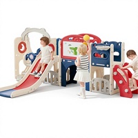 Ensemble de jeux pour tout-petits 12-en-1 avec toboggan, balançoire, structure d'escalade autoportante, panier de basket et aire de jeu extérieure pour jardin, haute densité