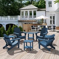 Ensemble chaise Adirondack et table d'appoint d'extérieur - Ensemble repas en bois massif imperméable pour cour et patio