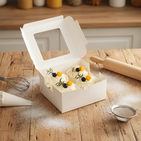 Boîte alimentaire en papier kraft décorée sur mesure avec couvercle à fenêtre transparente, boîte en papier enduit personnalisée avec fenêtre transparente