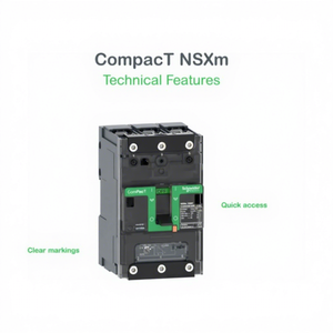 Interruptor de Circuito en Caja Moldeada de Plástico C12E6TM160B, 3 Polos, 50/60Hz, Montaje en Riel DIN, Nuevo - Product Image 1