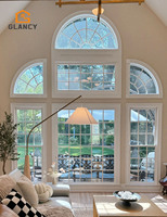Fenêtre à battant en aluminium sur mesure, style français blanc, isolation thermique, coupe-vent, avec grille décorative, fenêtres fixes extérieures pour maison et salon