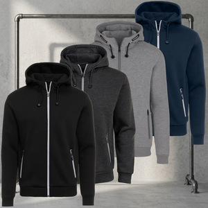 Sweat à capuche zippé intégral pour homme, doublé polaire épais, classique, technique, écologique, anti-plis, coupe droite, hiver - Product Image 4