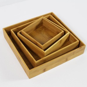 Bamboo <b>Storage</b> <b>Trays</b> Rectangle Set Of 3 Nesting Organizers For Desk Office Supplies Drawer Organization - Product Image 4