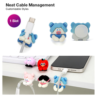 Juego de organizador de almacenamiento de silicona de dibujos animados de Cable portátil personalizado OEM, Clip de Cable funcional y Kits de gestión de cables
