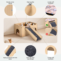 Meubles écologiques pour animaux de compagnie, logo personnalisé, abri en bois pour petits animaux avec rampe antidérapante pour cochon d'Inde, hamster, etc.