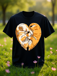 T-shirt da uomo per San Valentino con cuore di gatto, 100% cotone, manica corta, casual, stampa frontale, girocollo, vestibilità regolare, S-XXXL - Product Image 2