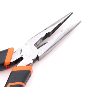 Needle Nose Pliers 8 Inch Chrome Vanadium Steel Serrated Jaw Orange Handle Diy Tool Pliers - Product Image 1