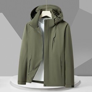 Veste d'extérieur coupe-vent à capuche pour homme avec poches zippées, tenue décontractée pour l'automne et l'hiver - Product Image 1