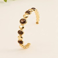 Pulsera de Turquesa con Baño de Oro de 24K y Acero Inoxidable 316, Joyería Bohemia de Moda para Mujer, Regalo para Diario, Fiesta o Aniversario