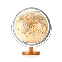 Globe terrestre antique vintage en bois, métal et plastique, grande taille 30 cm, multilingue, décoration de bureau à domicile, éducation