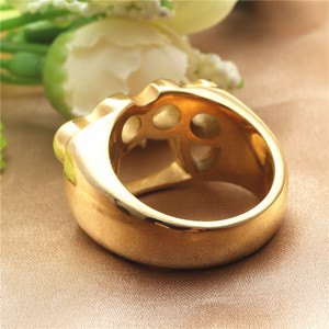 Men's <b>Titanium</b> Steel Hollow <b>Ring</b> Geometric Design Retro Punk Style Gold Color Fashion Jewelry Gift - Product Image 2