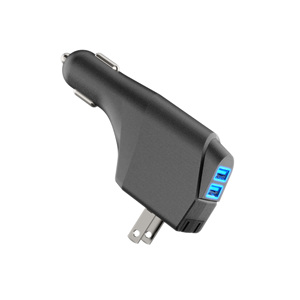 Multifunción 2 en 1 Dual USB AC 100-240V Cargador de pared con enchufe de EE. UU. DC 12-24V Cargador de coche portátil QC2.0 OTP ETL FCC <span class=keywords><strong>VI</strong></span> Certificación - Product Image 2
