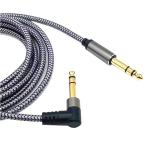Câble de Guitare TRS 6,35 mm, Câble Audio Stéréo à Angle Droit avec Jack Mâle 6,35 mm <span class=keywords><strong>pour</strong></span> <span class=keywords><strong>Basse</strong></span>, Clavier, Mixeur, Amplificateur - Product Image 1
