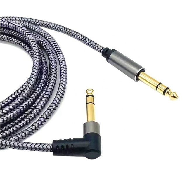 TRS Instrument 6.35mm Amp Guitar Cable Right Angle 6.35mm Male Jack Stereo Audio Interconnect Cord for Bass Keyboard Mixer Amp