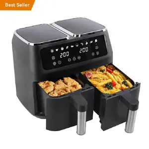 OEM Electric Freidora De Aire Healthy 9L Double Air Deep Fryer Oven Digital Display Smart Air Fryer with Two Independent Basket