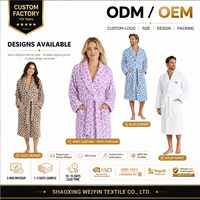WEIYIN Peignoir de luxe pour femme en polaire imprimé léopard, col en V, sans manches, longueur intégrale, en polyester doux, pour l'hiver