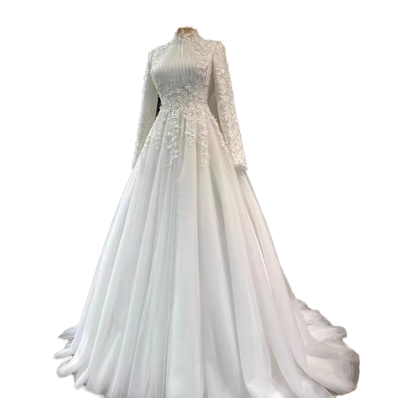 Muslim Wedding Dresses - Manufacturers in China - Long Sleeve,  Floor-Length, Embroidered
