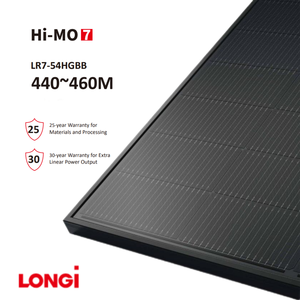 <span class=keywords><strong>Panneau</strong></span> <span class=keywords><strong>solaire</strong></span> monocristallin en silicium Topcon de type N Longi <span class=keywords><strong>Solar</strong></span> <span class=keywords><strong>Energy</strong></span> Hi-MO7 LR7-54HGBB 440-460M tout noir 450w pour les systèmes d'alimentation - Product Image 1