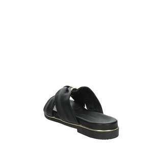 Marco Tozzi Sandalias planas para mujer, zapatos deslizantes con correa cruzada de cuero negro, talla 42 - Product Image 2