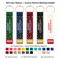 Etiqueta Colgante de Cinta Grosgrain con Logotipo Personalizado al por Mayor 2026, Llavero, Decoración Navideña, Impresión de Copo de Nieve Dorado por Transferencia Térmica