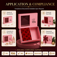 Boîte cadeau personnalisée en papier rigide enduit avec couvercle à fenêtre en forme de rose pour la Saint-Valentin, un anniversaire de mariage, l'emballage de bijoux en argent
