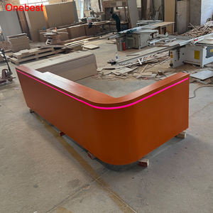 Comptoir d'information rond en pierre orange pour réception et musées - Product Image 6