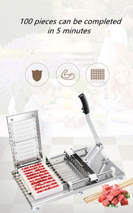 Grill à <span class=keywords><strong>kebab</strong></span> manuel en acier inoxydable, pelle à légumes, en bambou, appareil à brocher <span class=keywords><strong>la</strong></span> viande, 1 unité - Product Image 5