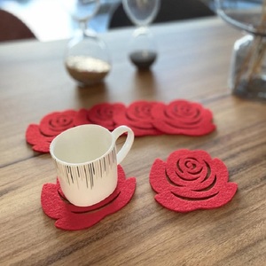 Anti-slip Heat Resistance Eco-frie Fancy Felt <strong>Placemat</strong> <strong>coaster</strong> <strong>Set</strong> Rose Shaped Felt <strong>coaster</strong> - Product Image 5