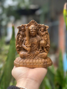 Estatua de Buda de Madera Hecha a Mano, Escultura de Buda de Madera Natural Tallada a Mano, Decoración para Templo Budista, Regalo de Meditación - Product Image 4