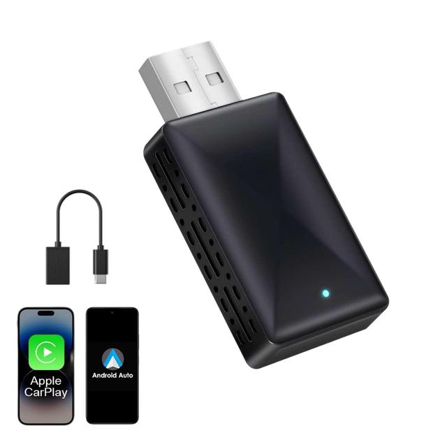 Wireless CarPlay Adapter, Upgraded 2025 Mini Size 2-in-1 CarPlay & Android Auto, Convert Wired to Wireless with USB & USB-C/Type