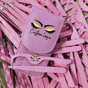 Tweezers OEM Logo Lashes Tools Eyelash Tweezers Stainless Steel Eyelash <b>Applicator</b> Private <b>Label</b> Tweezers Set - Product Image 1