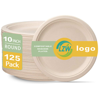 Assiettes et bols jetables modernes écologiques en bagasse de canne à sucre biodégradable de 6, 8,8 et 10 pouces, résistants et de qualité supérieure, pour pizzas