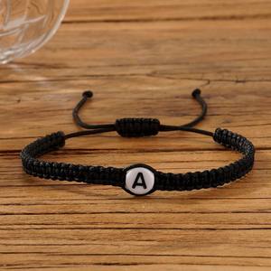 Pulsera de Cuerda Negra Hecha a Mano con Letras Tejidas, Regalo para Enamorados, Pulsera de Amistad con Iniciales del Alfabeto - Product Image 2