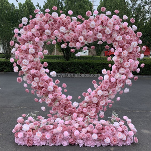 新しいデザイン7ftフラワーアーチウェディングデコレーションバックドロップ人工赤いハート型アーチ結婚式パーティーステージ装飾 - Product Image 5