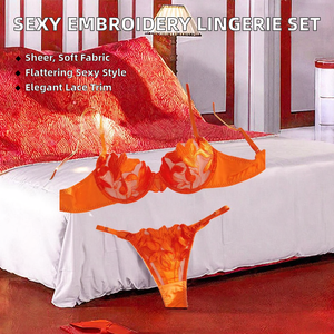 ملابس داخلية نسائية مثيرة بالجملة للبيع بالتجزئة، طقم حمالة صدر وبدلة جسم مطرزة بالدانتيل مع قماش جيرسيه، ملابس داخلية شبه شفافة وقابلة للتنفس - Product Image 2