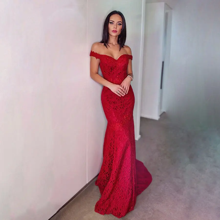 Embroidery Red Formal Dresses Evening Gown With Slit Ball Gowns For Women Evening Dresses Strapless evening dress
