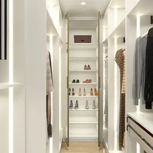 Modern Luxury Storage Wardrobe Designs Custom Melamine Bedroom Furniture Wooden Walk In Wardrobe Closet with Center Island