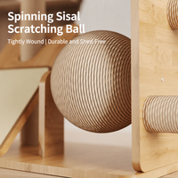 Arbre à chat compact en bois massif, classique, mignon, durable et écologique, avec balançoire en sisal, plateforme de observation et design capsule spatiale